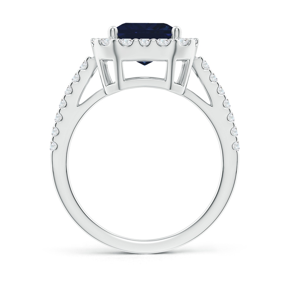 10x8mm AA Emerald-Cut Blue Sapphire Halo Ring in White Gold side 199