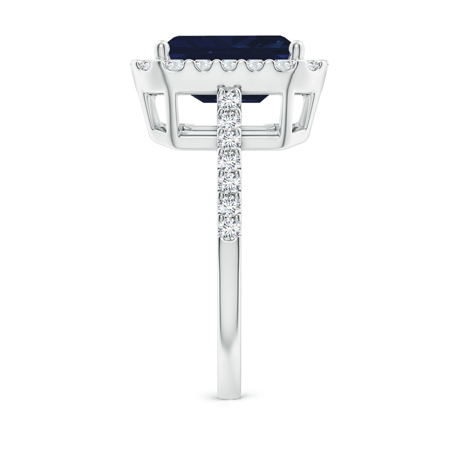 10x8mm AA Emerald-Cut Blue Sapphire Halo Ring in White Gold side 299