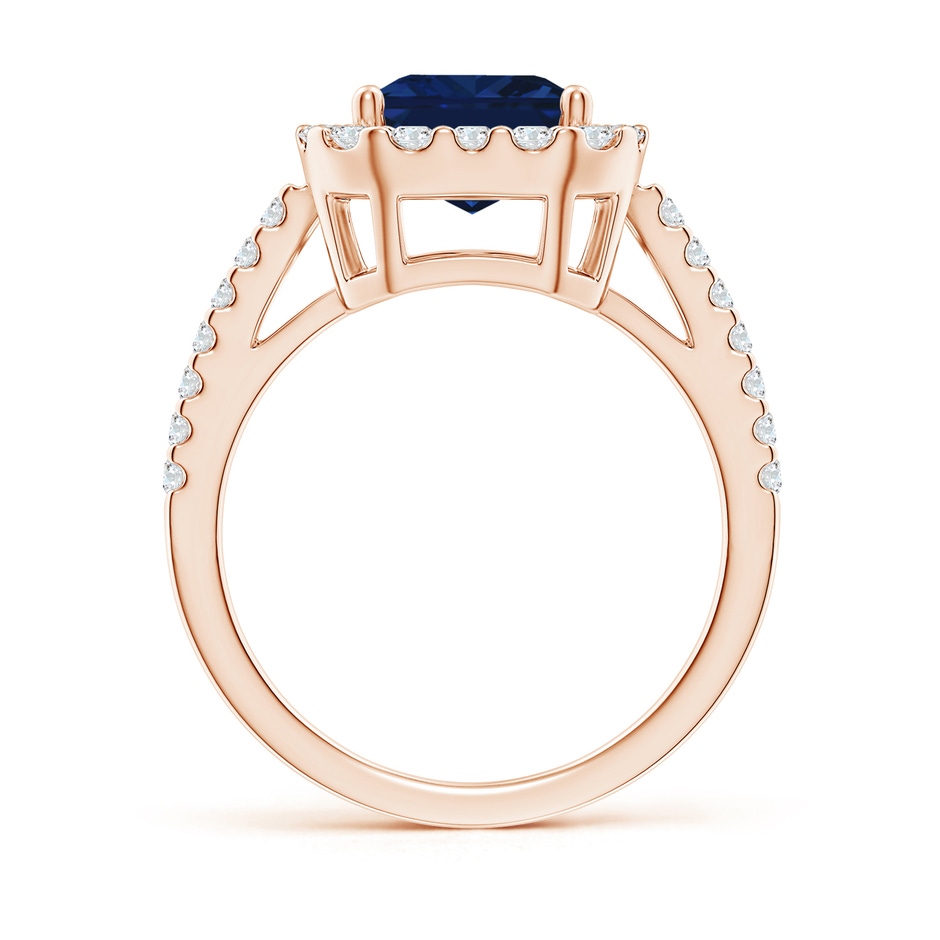 10x8mm AAA Emerald-Cut Blue Sapphire Halo Ring in Rose Gold side 199