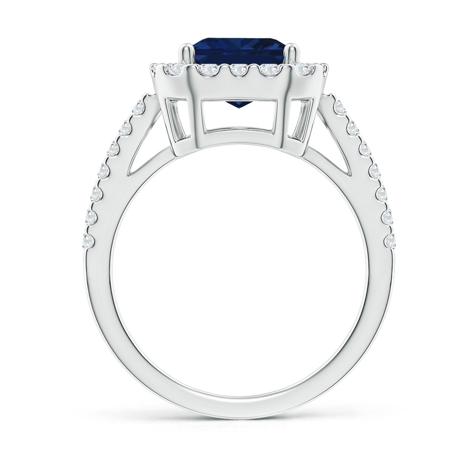 10x8mm AAA Emerald-Cut Blue Sapphire Halo Ring in White Gold side 199