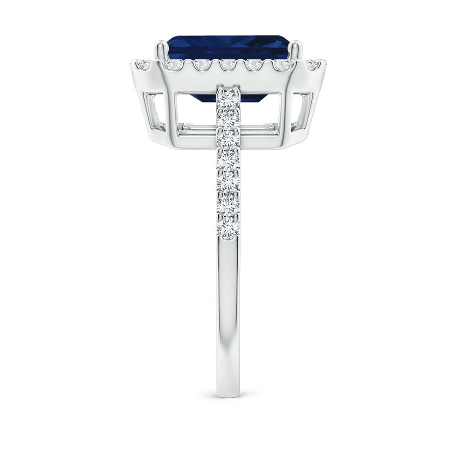10x8mm AAA Emerald-Cut Blue Sapphire Halo Ring in White Gold side 299