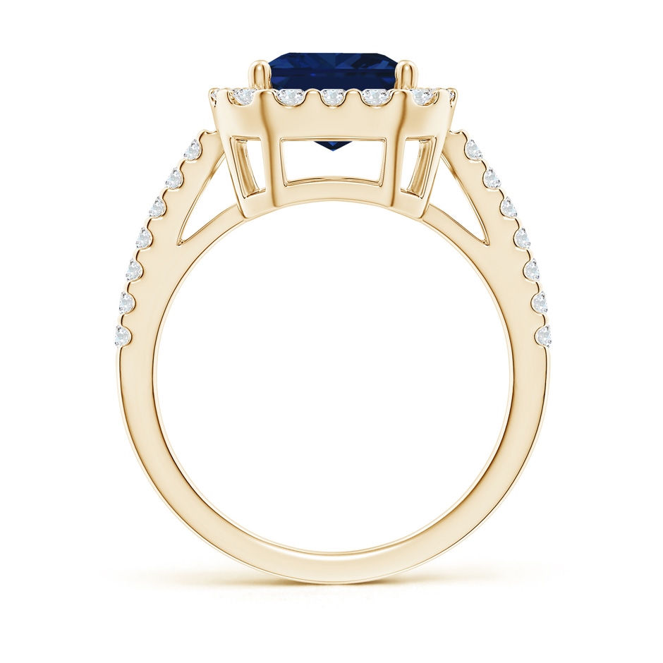 10x8mm AAA Emerald-Cut Blue Sapphire Halo Ring in Yellow Gold side 199