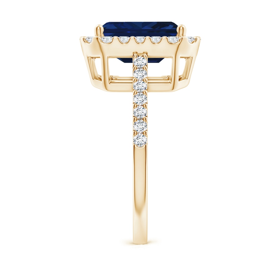10x8mm AAA Emerald-Cut Blue Sapphire Halo Ring in Yellow Gold side 299