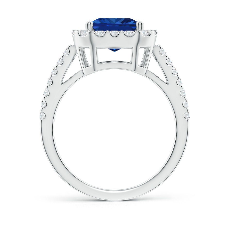 10x8mm AAAA Emerald-Cut Blue Sapphire Halo Ring in P950 Platinum side 199
