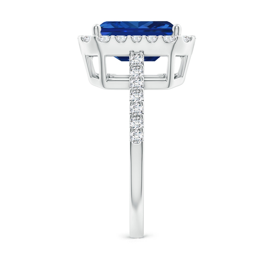 10x8mm AAAA Emerald-Cut Blue Sapphire Halo Ring in P950 Platinum side 299
