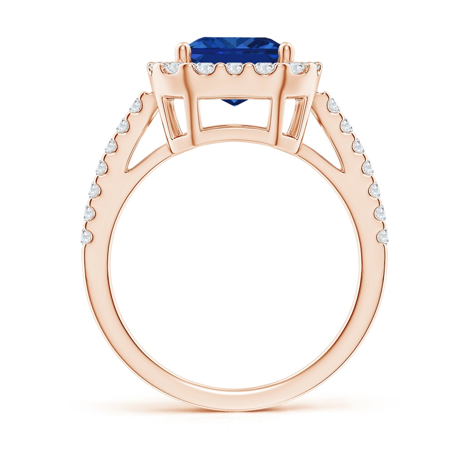 10x8mm AAAA Emerald-Cut Blue Sapphire Halo Ring in Rose Gold side 199