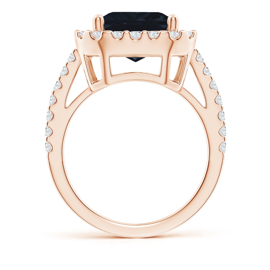 12x10mm A Emerald-Cut Blue Sapphire Halo Ring in Rose Gold side 199