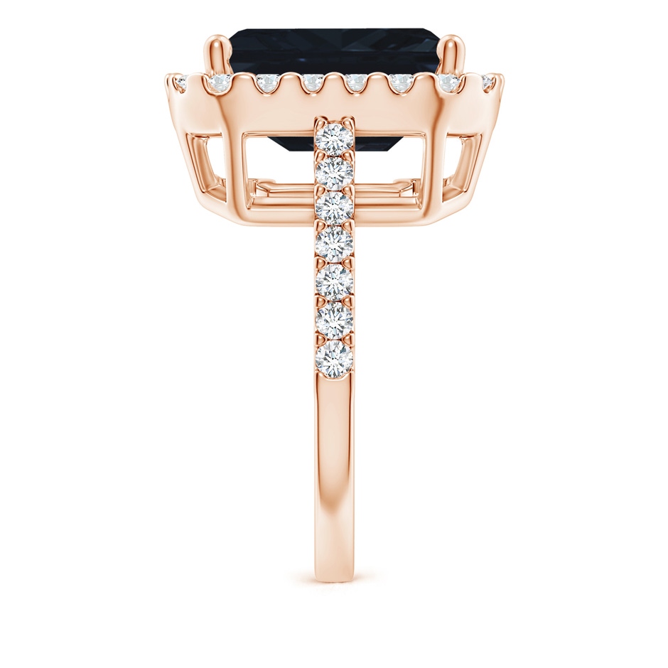 12x10mm A Emerald-Cut Blue Sapphire Halo Ring in Rose Gold side 299
