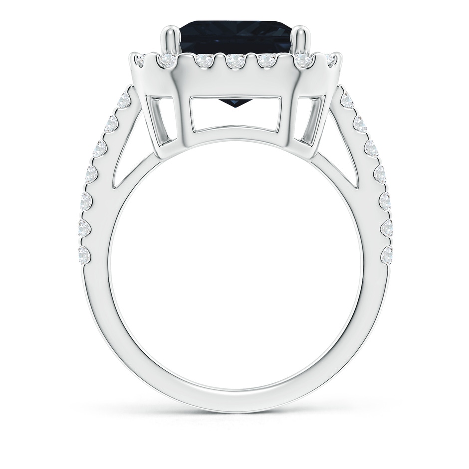 12x10mm A Emerald-Cut Blue Sapphire Halo Ring in White Gold side 199