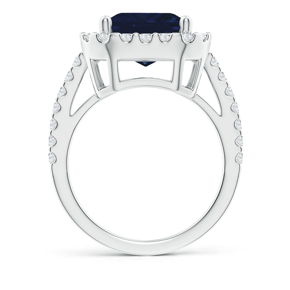 12x10mm AA Emerald-Cut Blue Sapphire Halo Ring in White Gold side 199