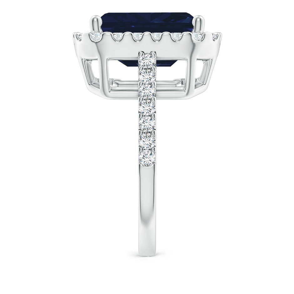 12x10mm AA Emerald-Cut Blue Sapphire Halo Ring in White Gold side 299