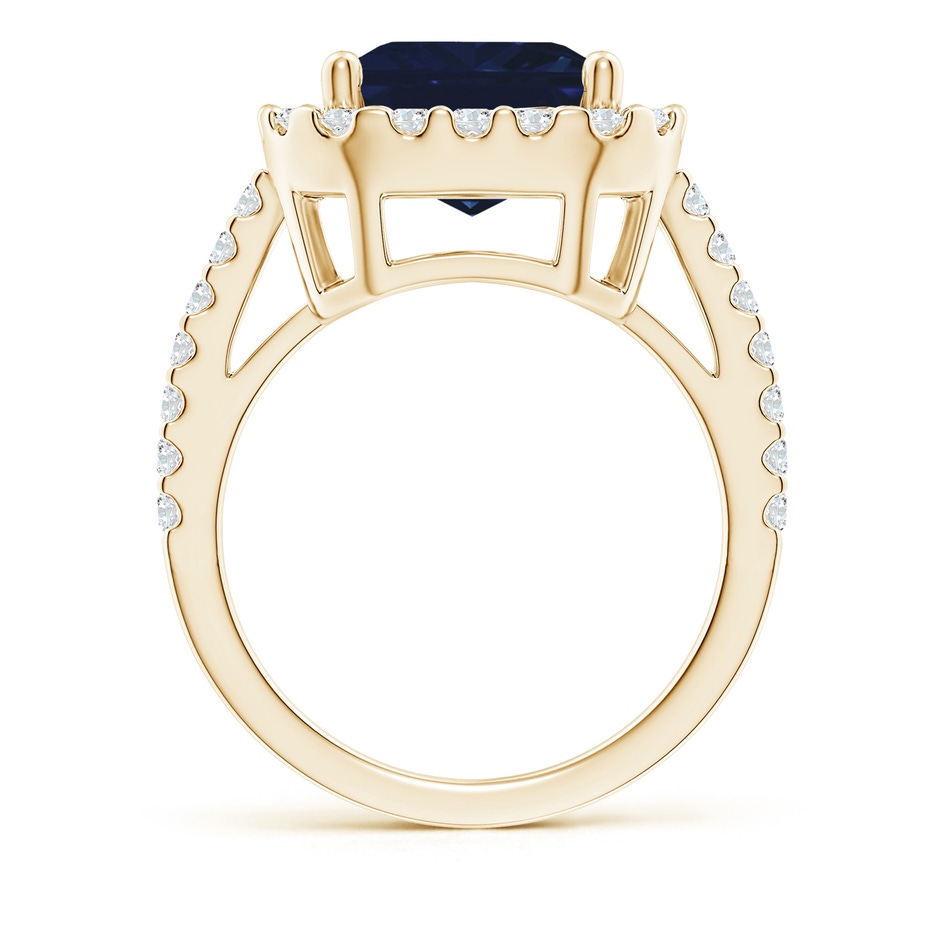 12x10mm AA Emerald-Cut Blue Sapphire Halo Ring in Yellow Gold side 199