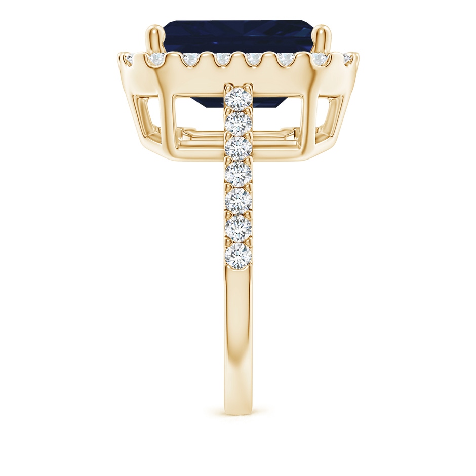 12x10mm AA Emerald-Cut Blue Sapphire Halo Ring in Yellow Gold side 299