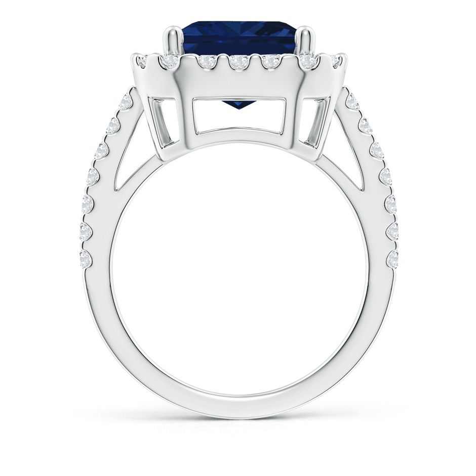 12x10mm AAA Emerald-Cut Blue Sapphire Halo Ring in P950 Platinum side 199