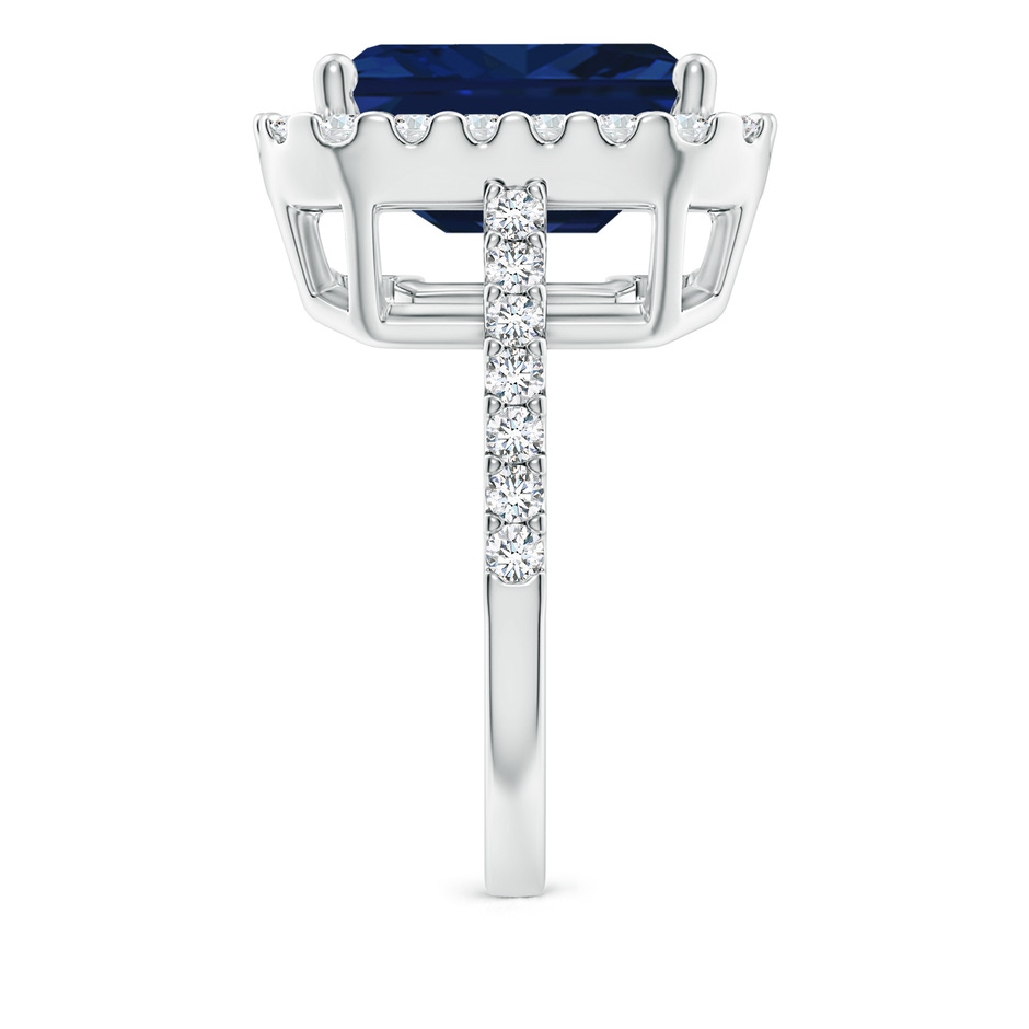 12x10mm AAA Emerald-Cut Blue Sapphire Halo Ring in P950 Platinum side 299