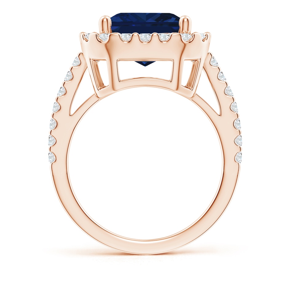 12x10mm AAA Emerald-Cut Blue Sapphire Halo Ring in Rose Gold side 199