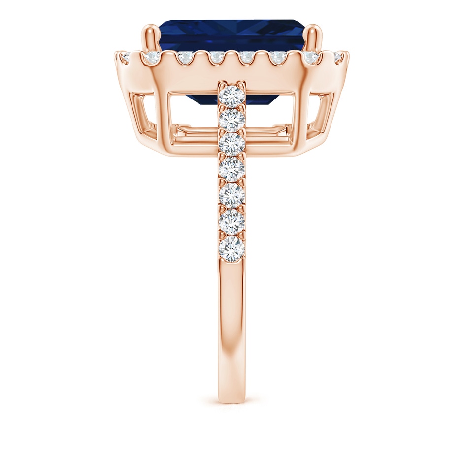 12x10mm AAA Emerald-Cut Blue Sapphire Halo Ring in Rose Gold side 299