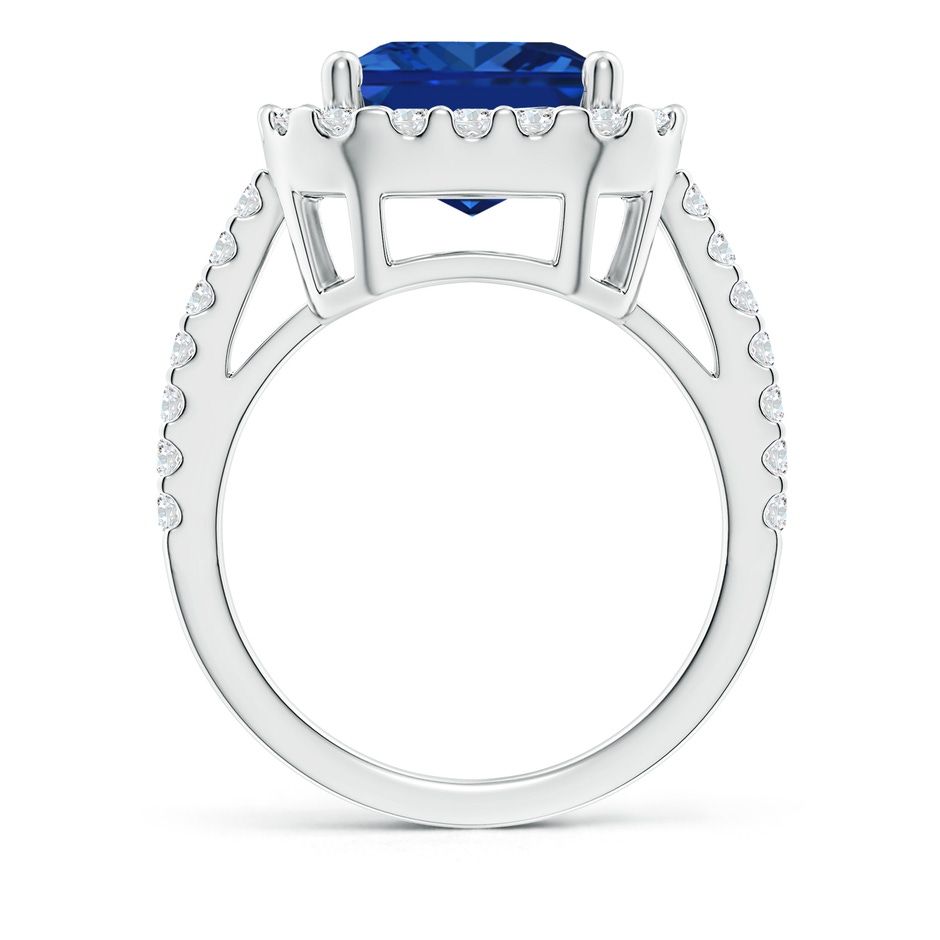 12x10mm Lab-Grown Emerald-Cut Blue Sapphire Halo Ring in P950 Platinum side 199