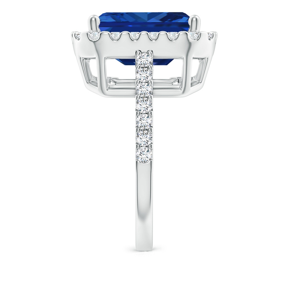 12x10mm Lab-Grown Emerald-Cut Blue Sapphire Halo Ring in P950 Platinum side 299