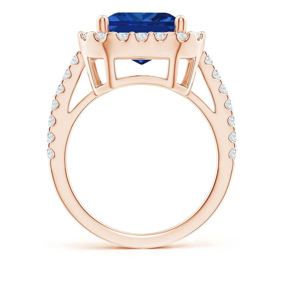 12x10mm Lab-Grown Emerald-Cut Blue Sapphire Halo Ring in Rose Gold side 199