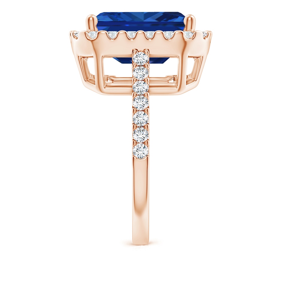 12x10mm Lab-Grown Emerald-Cut Blue Sapphire Halo Ring in Rose Gold side 299
