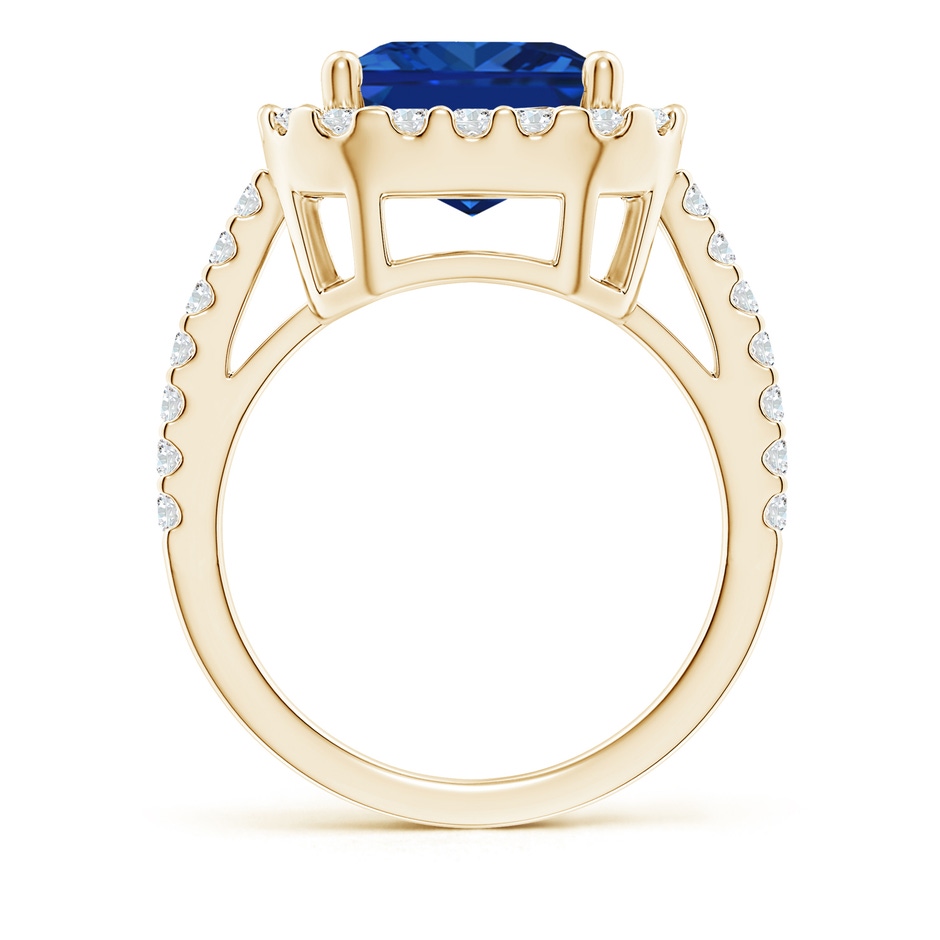 12x10mm Lab-Grown Emerald-Cut Blue Sapphire Halo Ring in Yellow Gold side 199