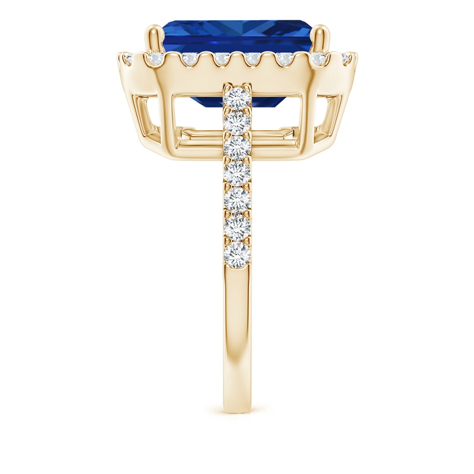 12x10mm Lab-Grown Emerald-Cut Blue Sapphire Halo Ring in Yellow Gold side 299