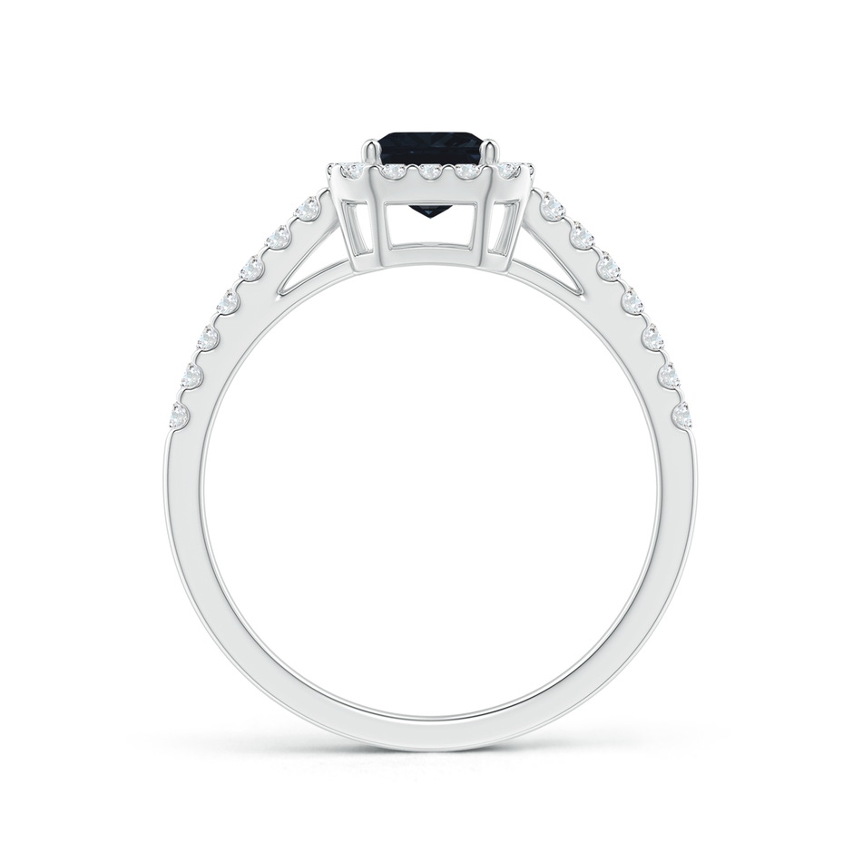 7x5mm A Emerald-Cut Blue Sapphire Halo Ring in White Gold side 199