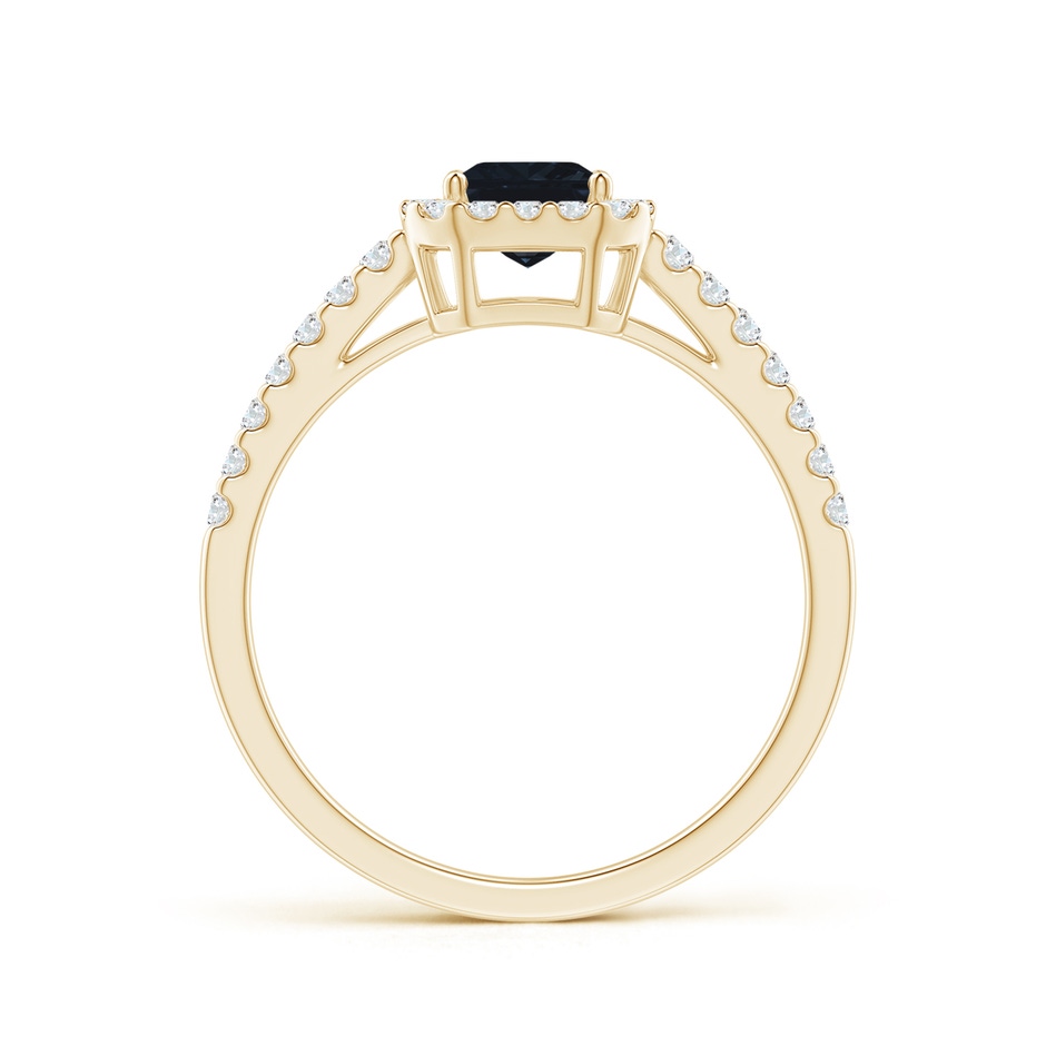 7x5mm A Emerald-Cut Blue Sapphire Halo Ring in Yellow Gold side 199