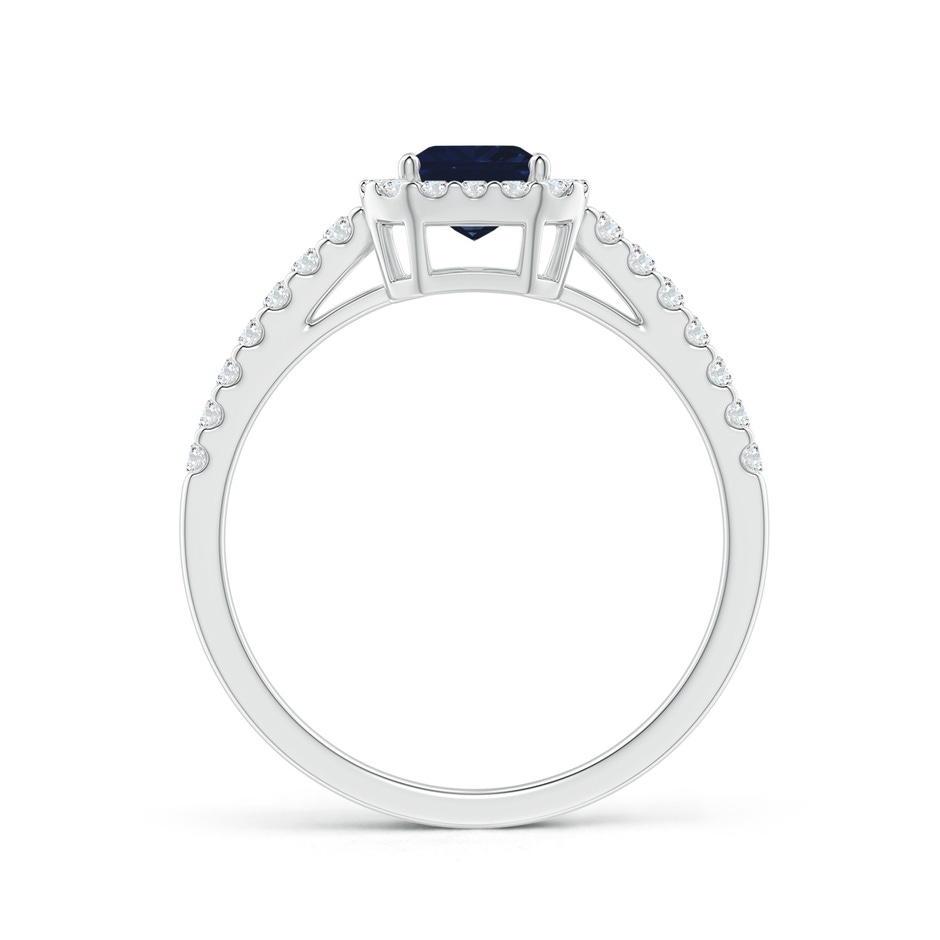 7x5mm AA Emerald-Cut Blue Sapphire Halo Ring in White Gold side 199