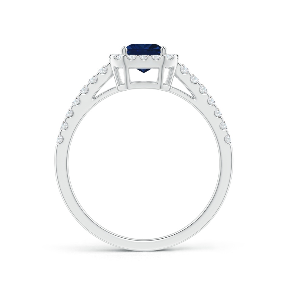 7x5mm AAA Emerald-Cut Blue Sapphire Halo Ring in P950 Platinum side 199