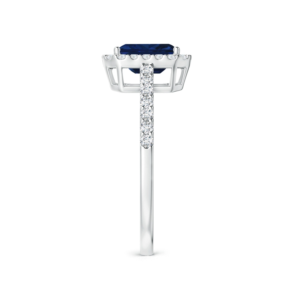 7x5mm AAA Emerald-Cut Blue Sapphire Halo Ring in P950 Platinum side 299