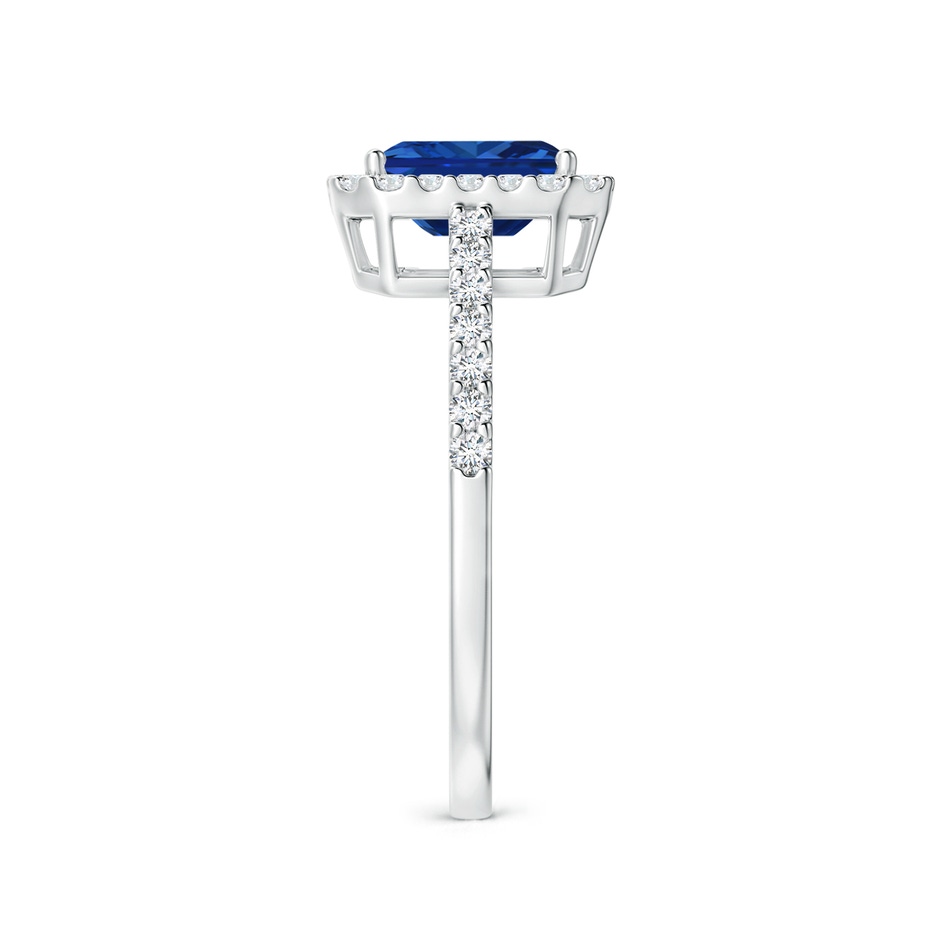 7x5mm AAAA Emerald-Cut Blue Sapphire Halo Ring in P950 Platinum side 299