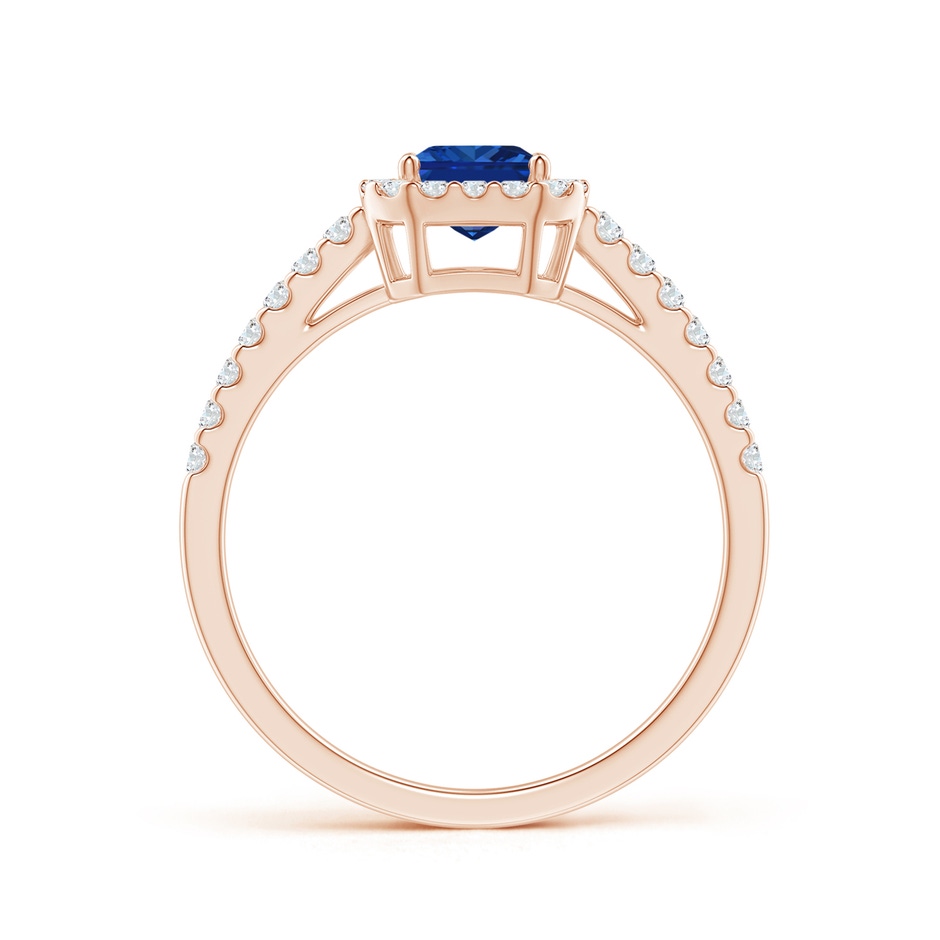 7x5mm AAAA Emerald-Cut Blue Sapphire Halo Ring in Rose Gold side 199