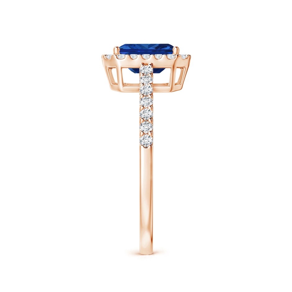 7x5mm AAAA Emerald-Cut Blue Sapphire Halo Ring in Rose Gold side 299