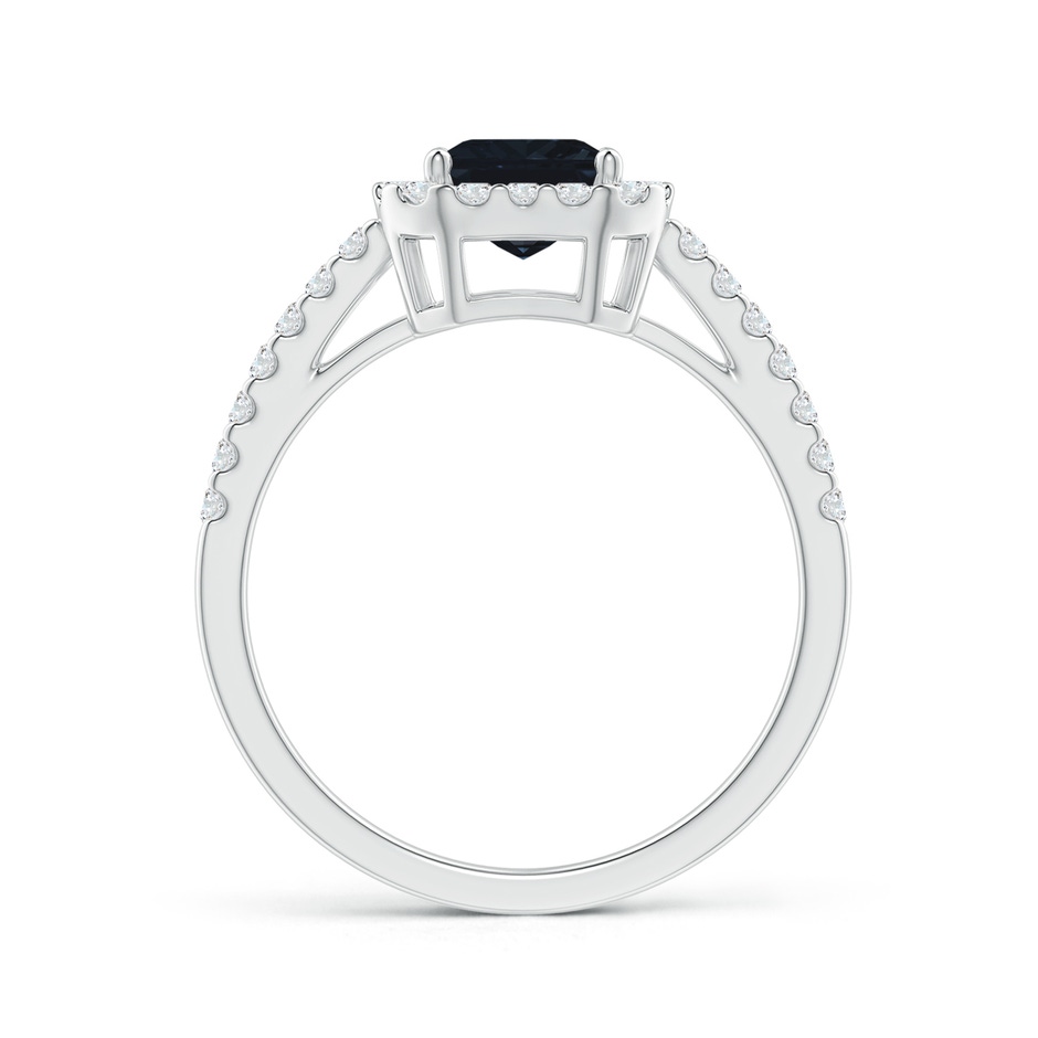 8x6mm A Emerald-Cut Blue Sapphire Halo Ring in White Gold side 199