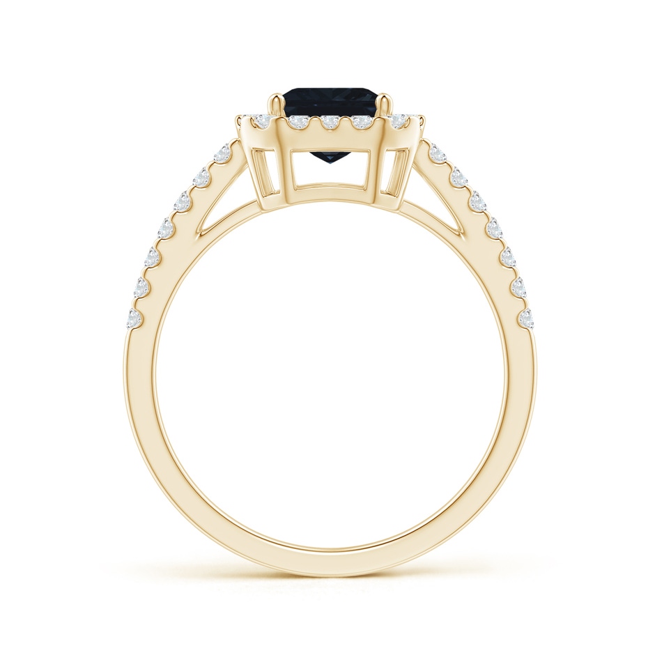 8x6mm A Emerald-Cut Blue Sapphire Halo Ring in Yellow Gold side 199