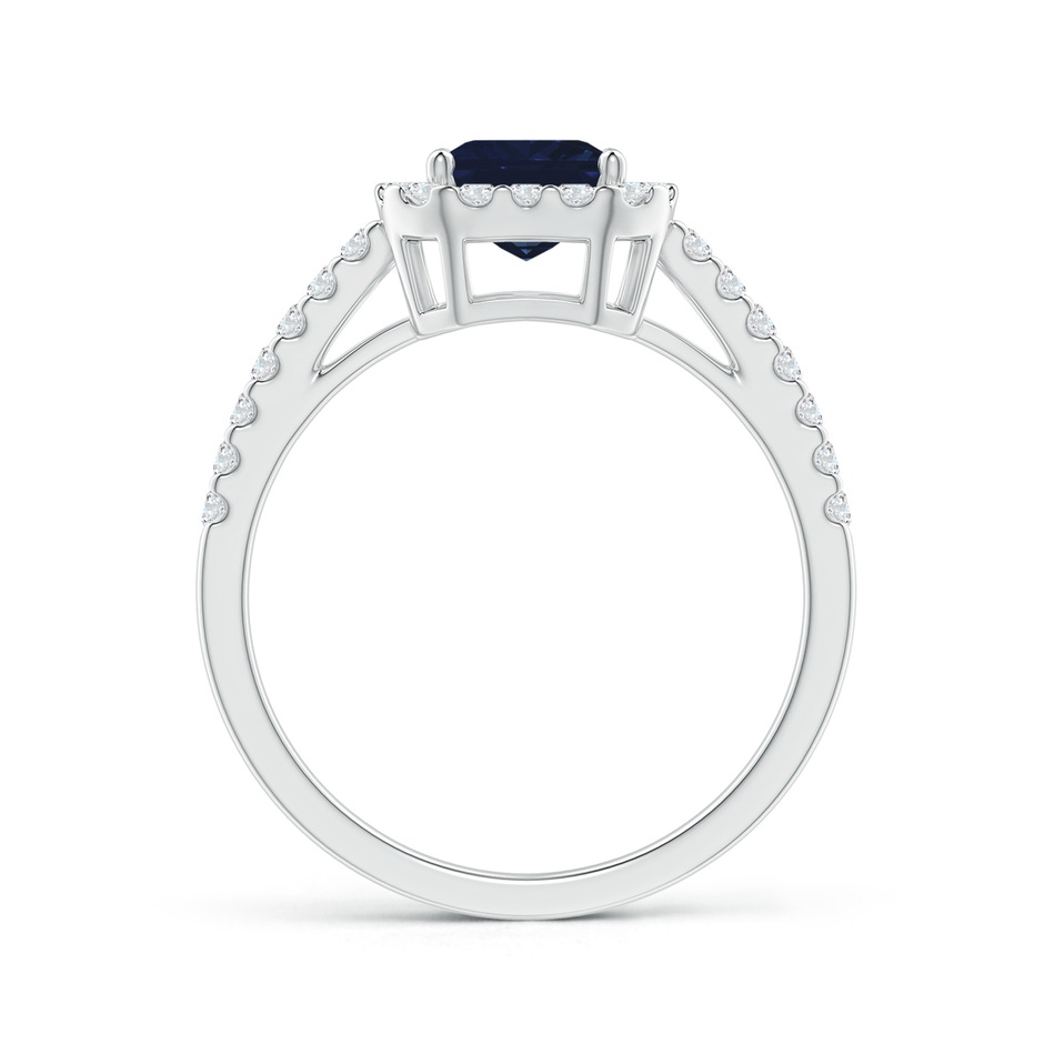 8x6mm AA Emerald-Cut Blue Sapphire Halo Ring in White Gold side 199