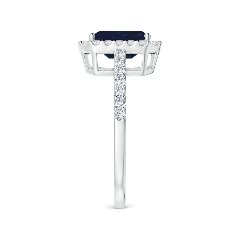 8x6mm AA Emerald-Cut Blue Sapphire Halo Ring in White Gold side 299