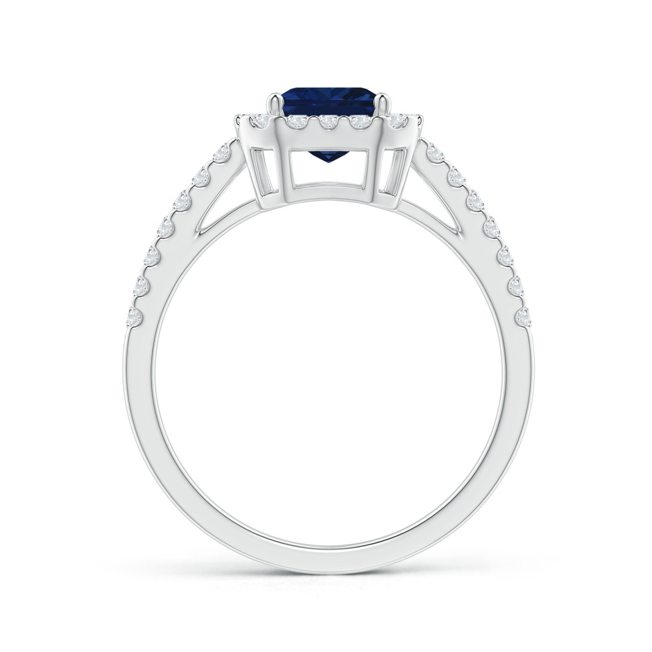 8x6mm AAA Emerald-Cut Blue Sapphire Halo Ring in P950 Platinum side 199
