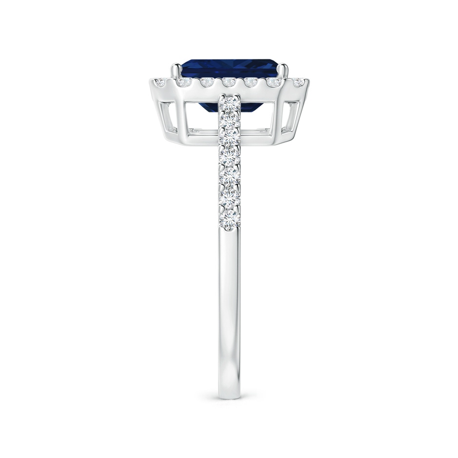 8x6mm AAA Emerald-Cut Blue Sapphire Halo Ring in P950 Platinum side 299