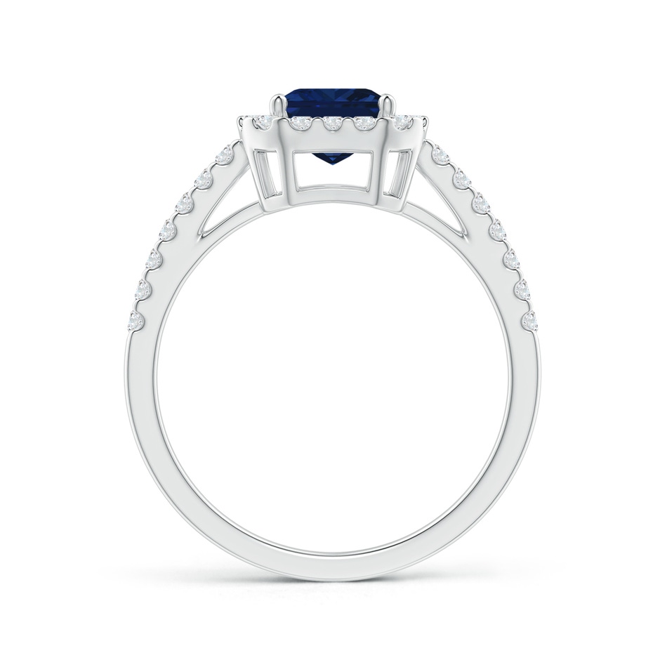 8x6mm AAA Emerald-Cut Blue Sapphire Halo Ring in White Gold side 199