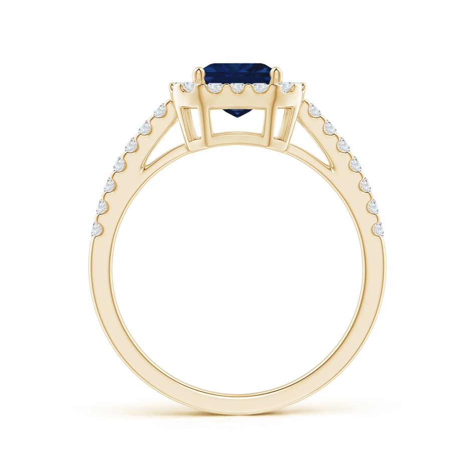 8x6mm AAA Emerald-Cut Blue Sapphire Halo Ring in Yellow Gold side 199