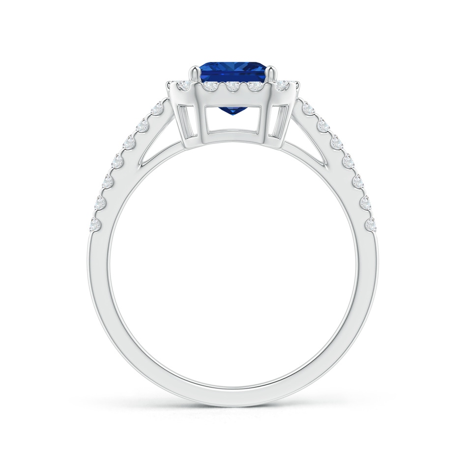 8x6mm AAAA Emerald-Cut Blue Sapphire Halo Ring in P950 Platinum side 199