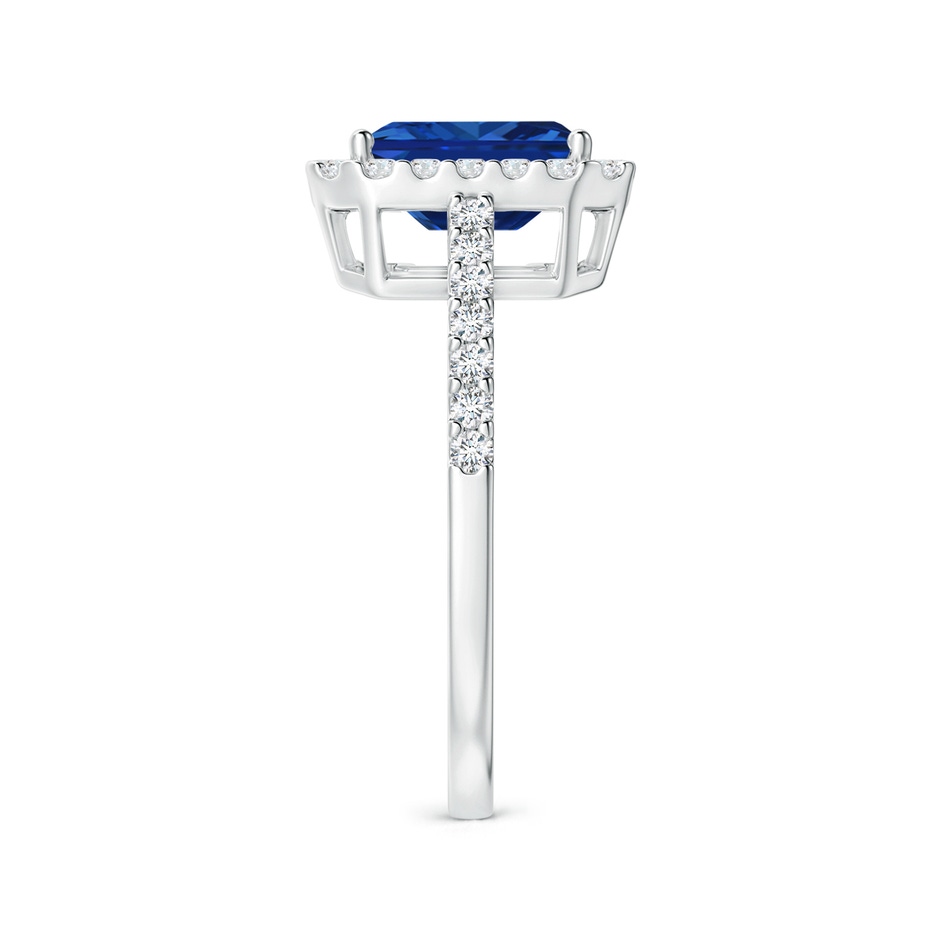 8x6mm AAAA Emerald-Cut Blue Sapphire Halo Ring in P950 Platinum side 299