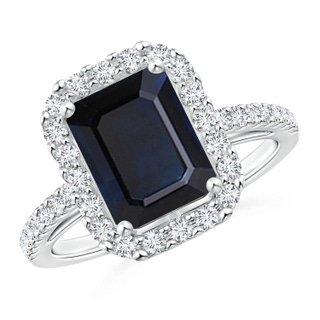 Emerald Cut A Blue Sapphire