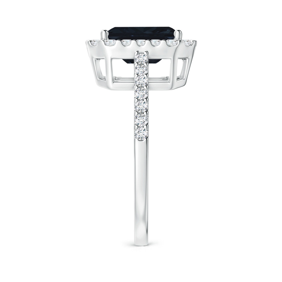 9x7mm A Emerald-Cut Blue Sapphire Halo Ring in White Gold side 299
