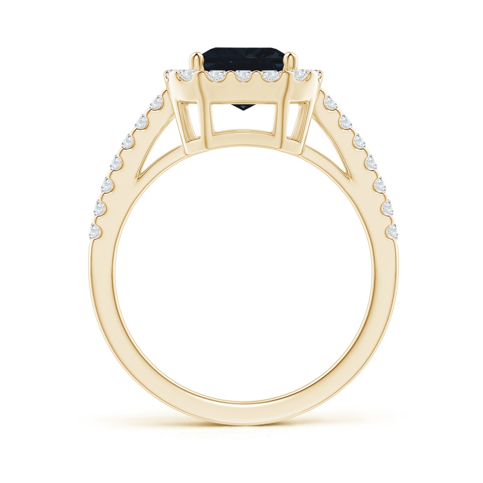 9x7mm A Emerald-Cut Blue Sapphire Halo Ring in Yellow Gold side 199