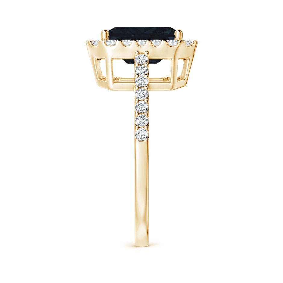 9x7mm A Emerald-Cut Blue Sapphire Halo Ring in Yellow Gold side 299