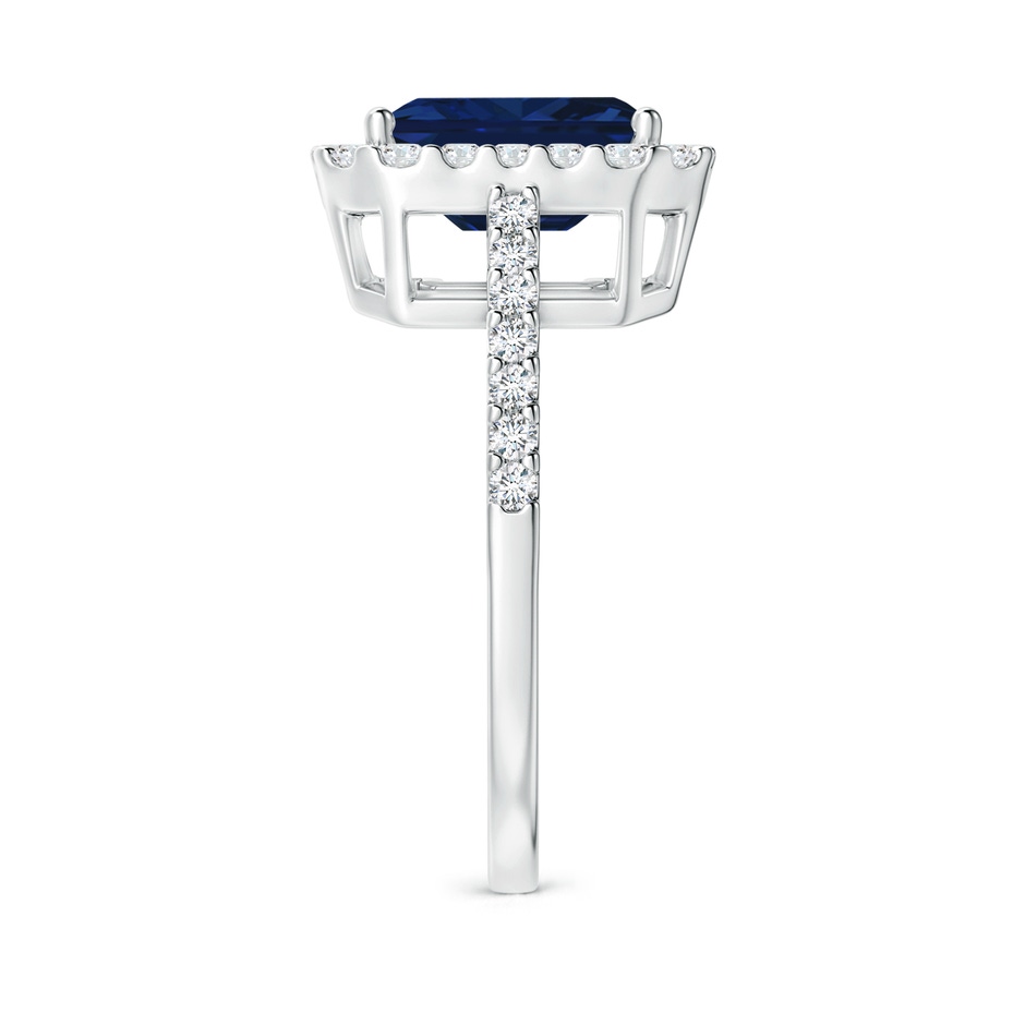 9x7mm AAA Emerald-Cut Blue Sapphire Halo Ring in P950 Platinum side 299